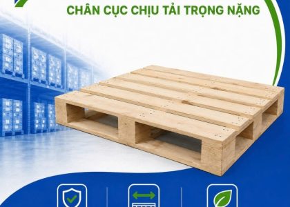 Pallet gỗ thông chân cục chịu tải nặng đến 4000kg. Thiết kế chân gù 4 đường nâng linh hoạt. Gỗ thông bền đẹp, đạt chuẩn xuất khẩu ISPM 15. Giá tốt!